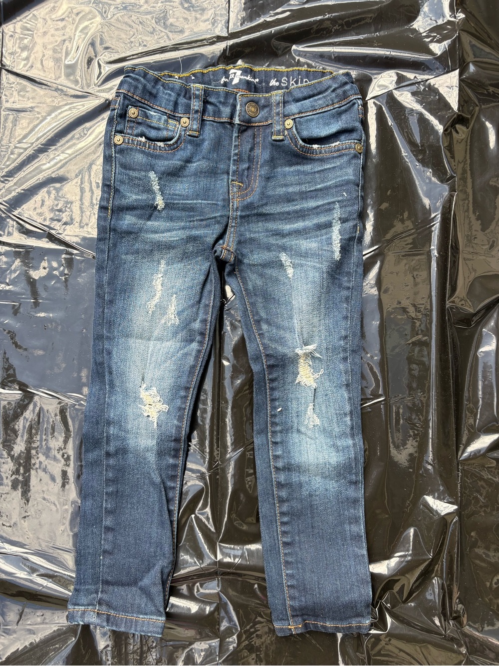 7 For All Mankind Girls' Distressed Blue Skinny Jeans size 4
